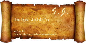 Ibolya Jolán névjegykártya